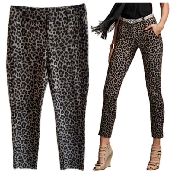 CAbi Jungle Cheetah Print Stretch Mid-Rise Skinny Ankle Trouser Pants Size 4 - Picture 1 of 10
